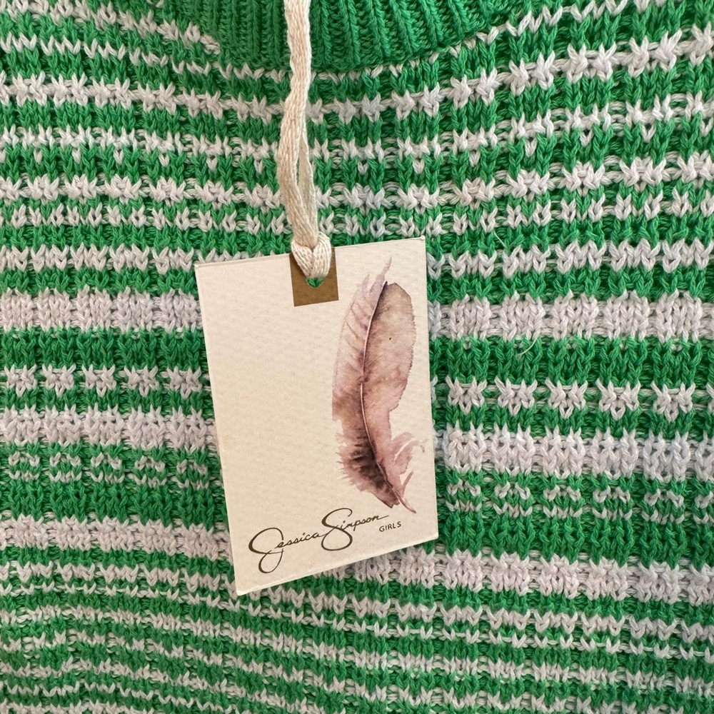 Jessica Simpson Green and White Striped Kids Knit Set, Sz M (8-10), NWT - Picture 7 of 10